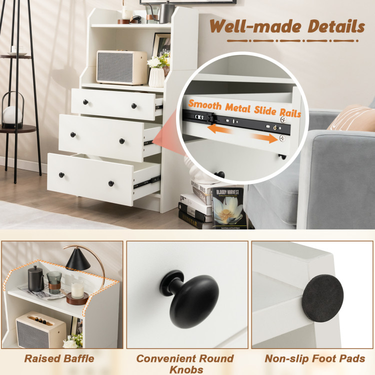 Modern Storage Dresser with Anti-toppling Device-WhiteCostway Gallery View 11 of 12